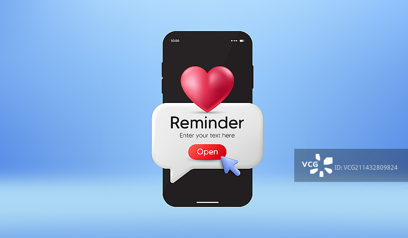 手机屏幕上的爱心信息和新通知图片素材