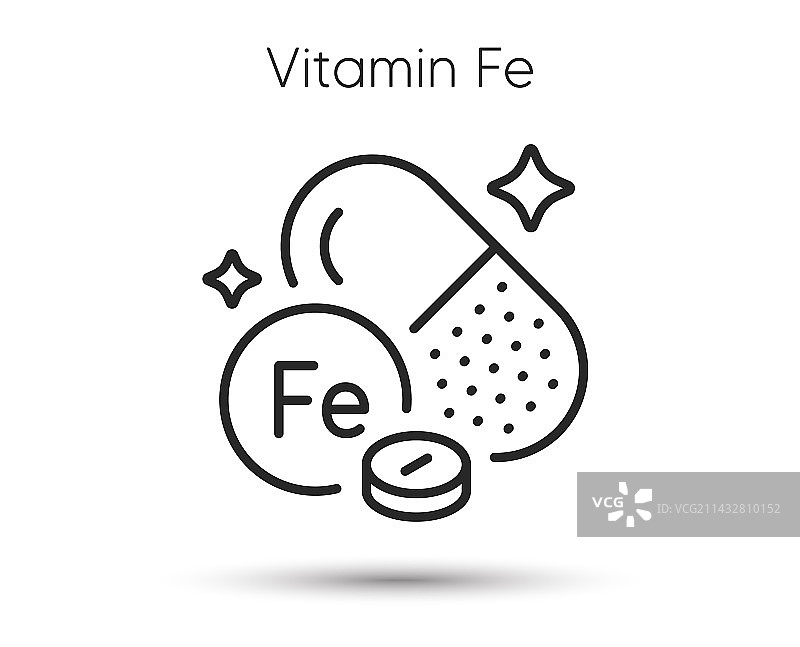 矿物质铁胶囊线性图标图片素材