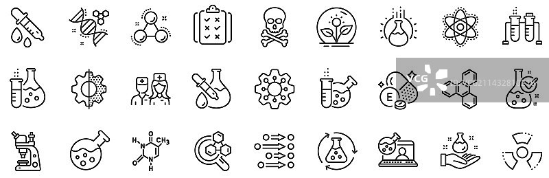 化学实验室线性图标，化学式图片素材
