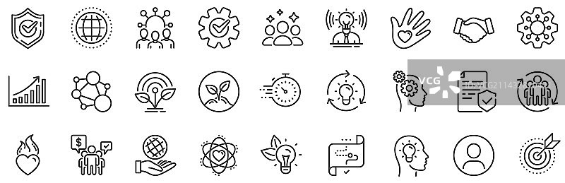 核心价值观线性图标：诚信目标宗旨图片素材