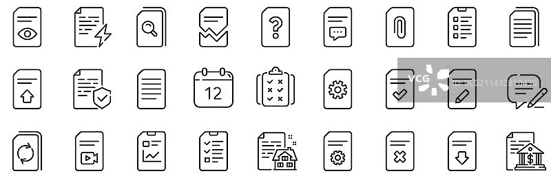 文档线条图标报告清单和副本图片素材