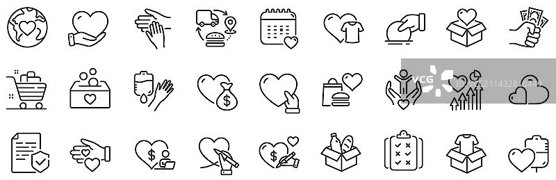 捐赠和慈善线性图标图片素材