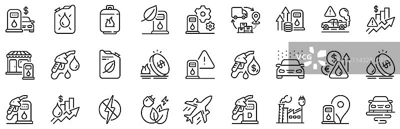 加油站线性图标：汽油桶和柴油图片素材