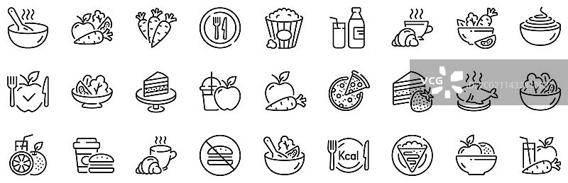 蔬菜料理和夏威夷盖饭食物的餐饮图标图片素材