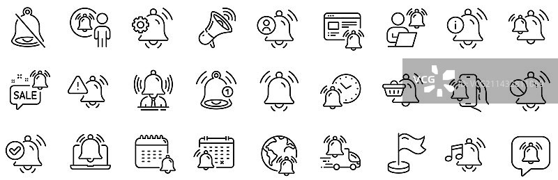 闹钟日历通知线性图标图片素材