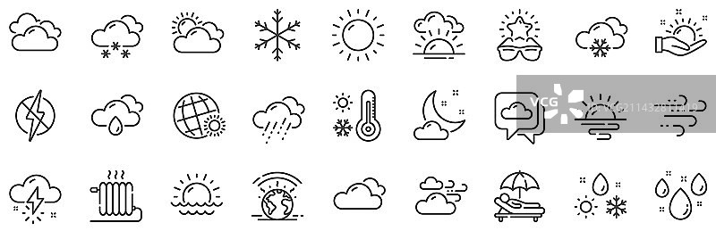 多云天气预报线性图标图片素材