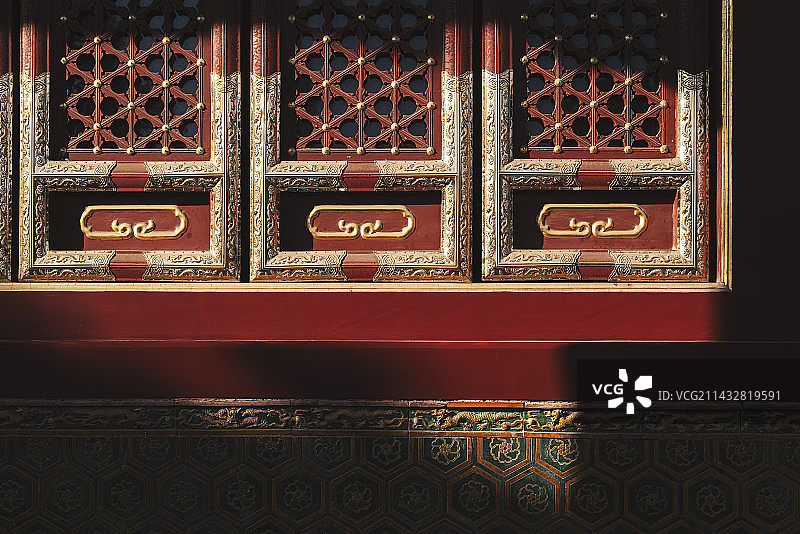 北京 景山公园 寿皇殿 窗户 装饰图片素材