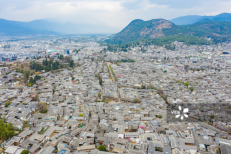 航拍云南丽江大研古城 丽江古城 世界文化遗产 古色古香图片素材