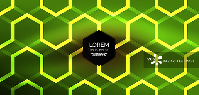 抽象的背景技术，霓虹六边形高科技图片素材