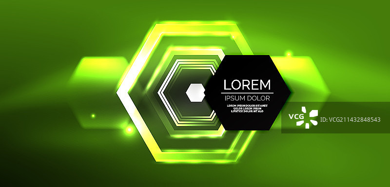 抽象的背景技术，霓虹六边形高科技图片素材