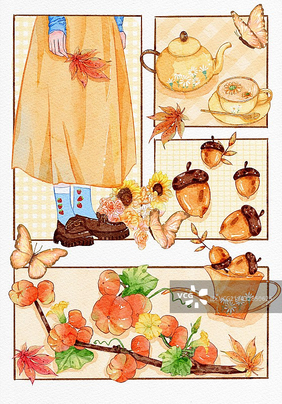 秋色分镜插画图片素材