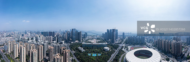 深圳宝安中心区全景航拍图片素材