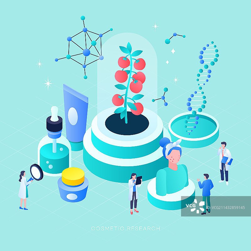 人体皮肤研究：化妆品科研实验室图片素材