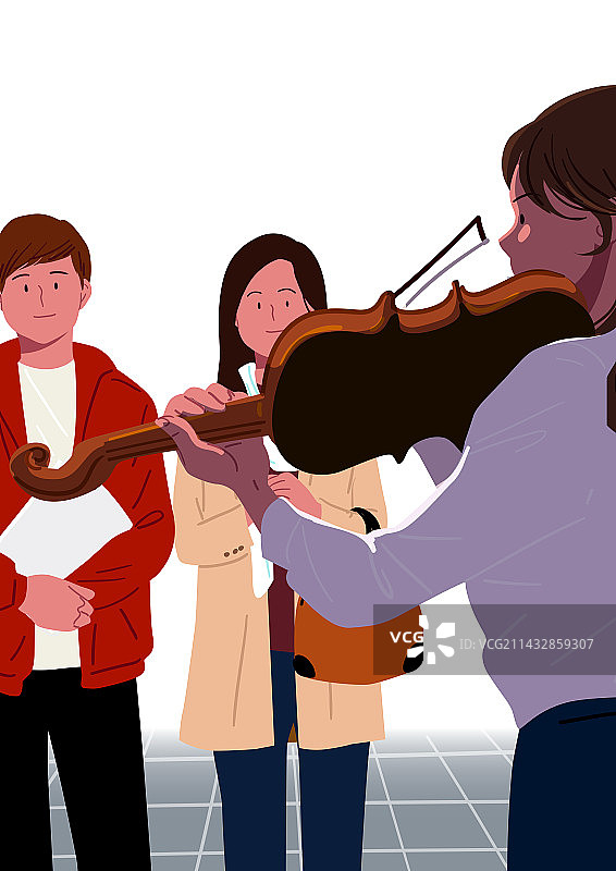 文化日：爱好、假期、街头表演、小提琴弦乐器演奏图片素材