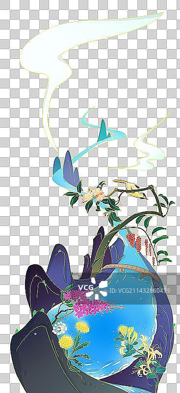 中国风山水花草树木图片素材