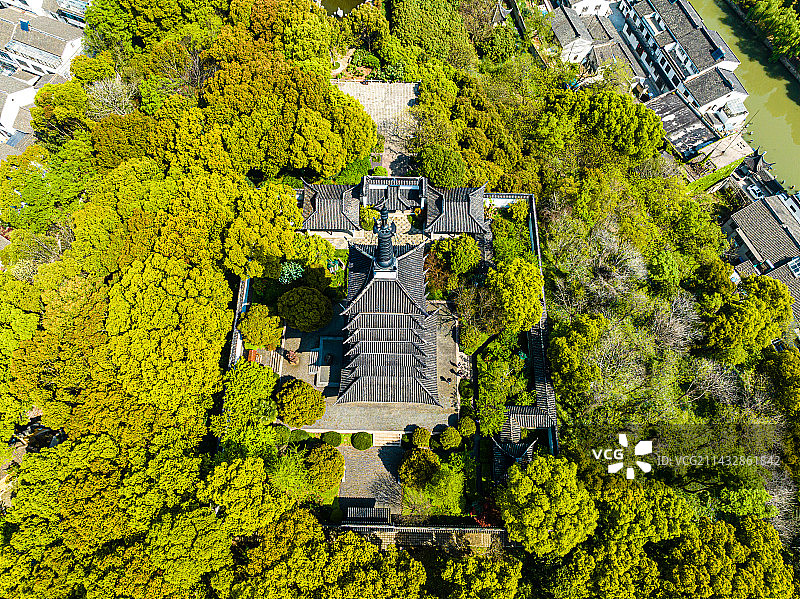 苏州光福，铜观音寺，春季航拍图片素材
