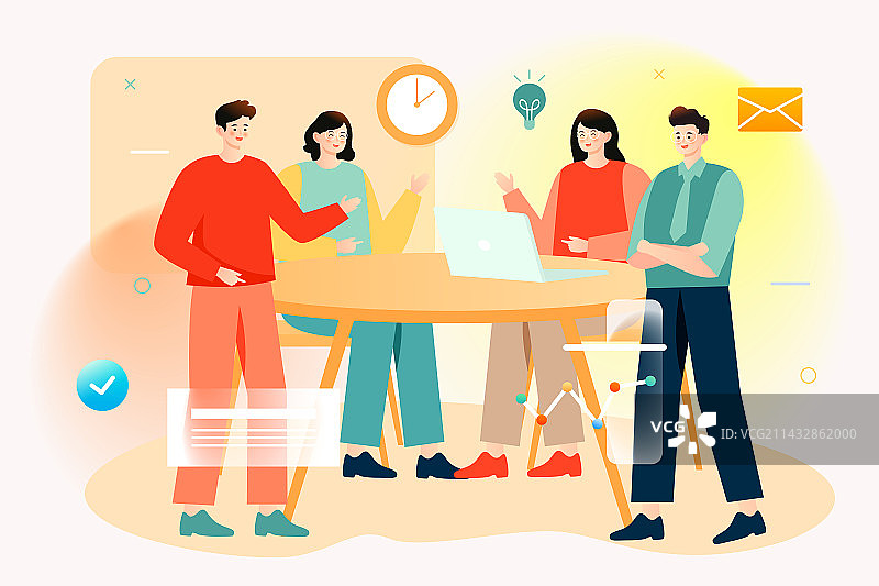 公司职员办公会议讨论方案加班工作商务插画图片素材