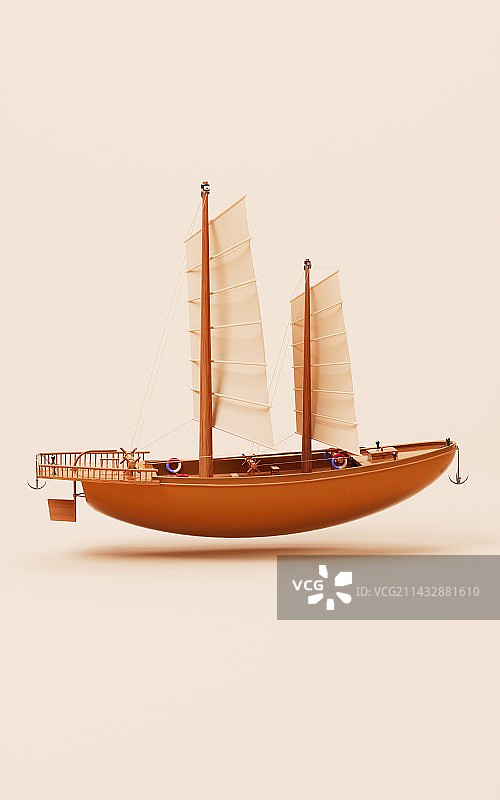一帆风顺的帆船3D渲染图片素材