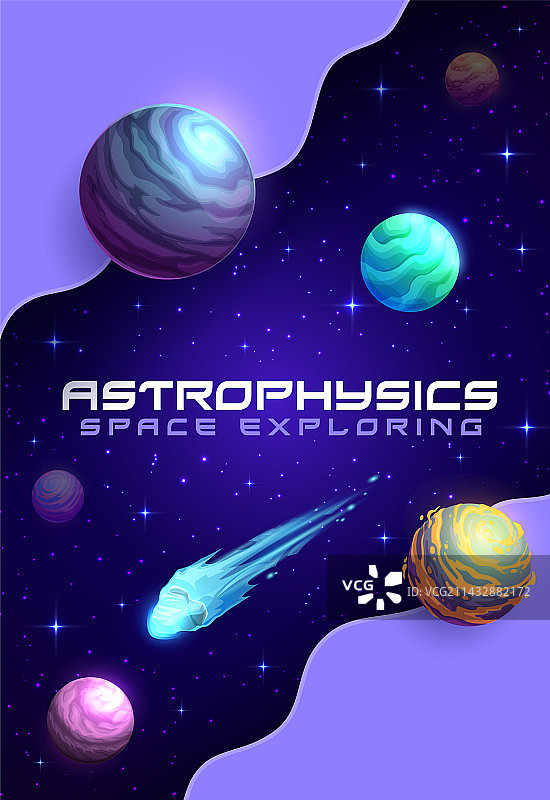 卡通天体物理海报，太空行星图片素材