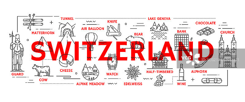 瑞士旅游地标文化历史图标图片素材