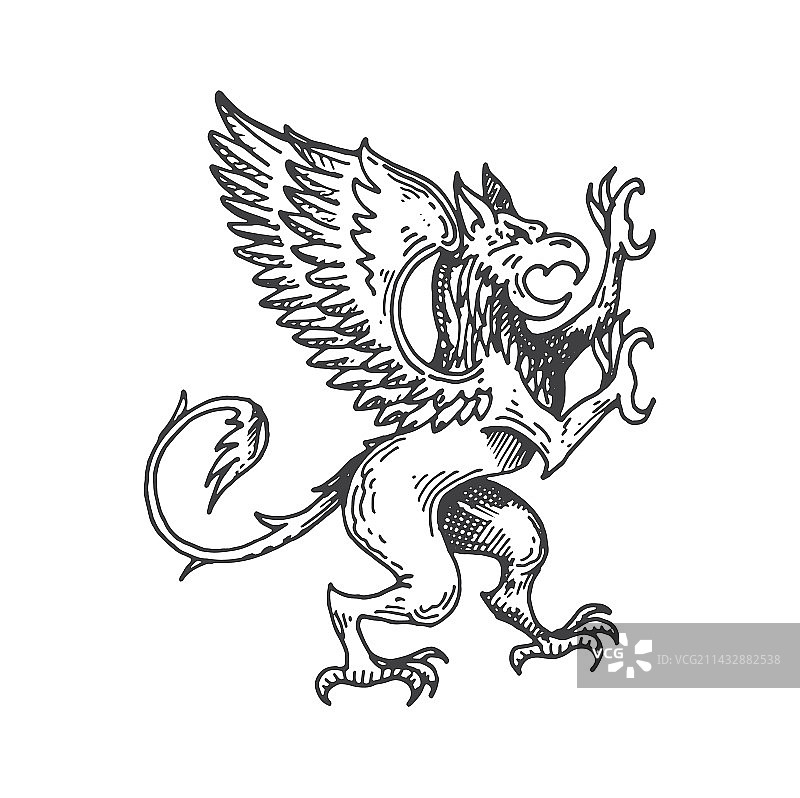 狮鹫中世纪纹章动物草图图片素材