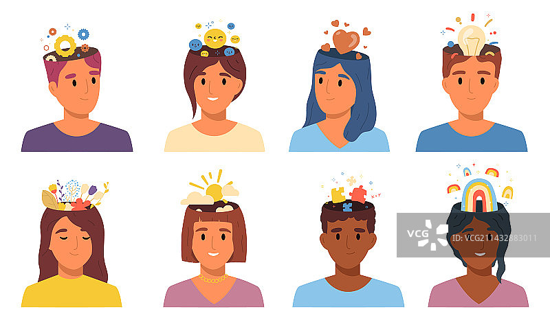 人物思考方式扁平图标集图片素材