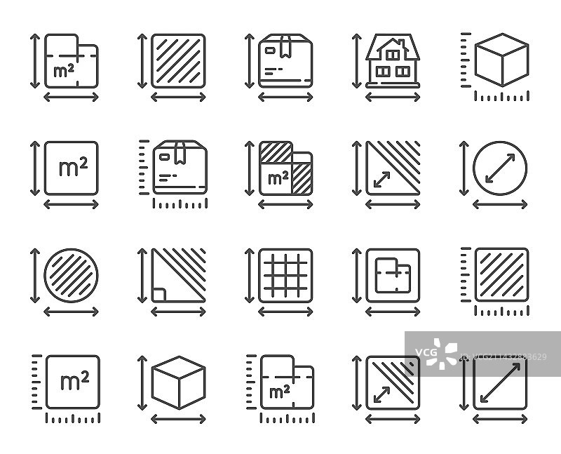 平方米面积尺寸线形图标图片素材