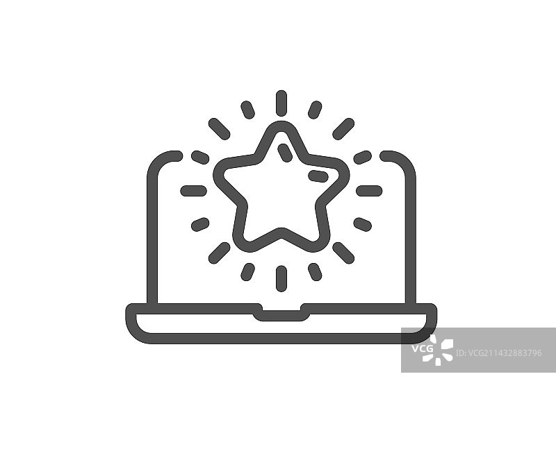 带星号的最佳笔记本电脑线性图标图片素材