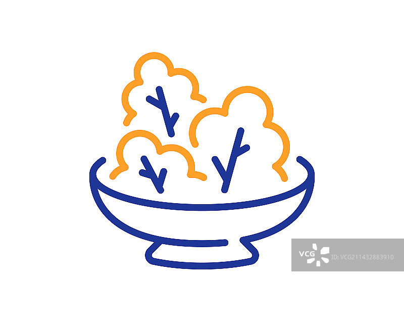 沙拉线条图标，生菜碗标志图片素材