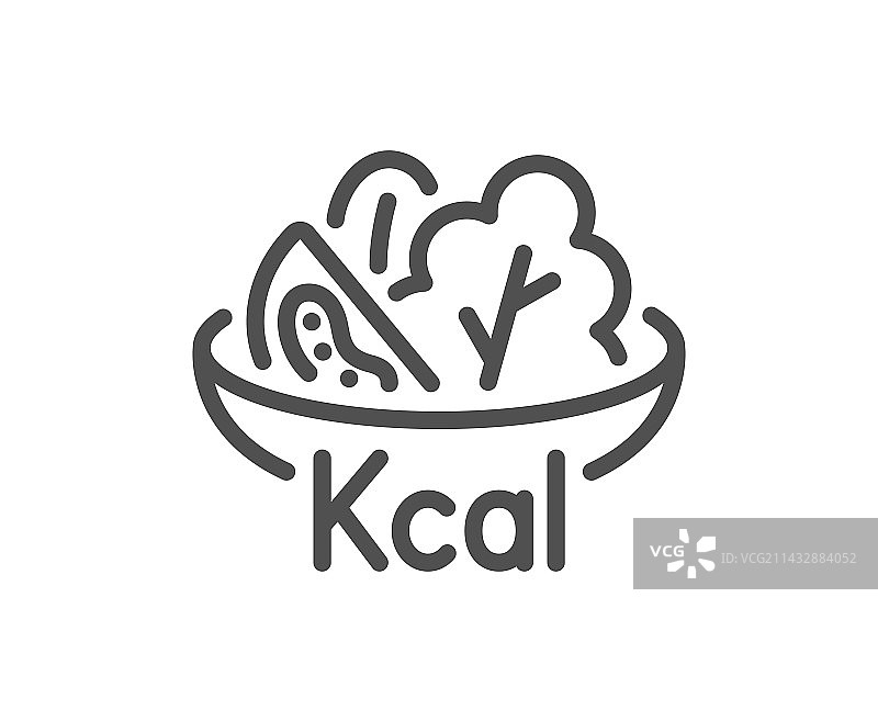 沙拉线条图标，饮食千卡标志图片素材