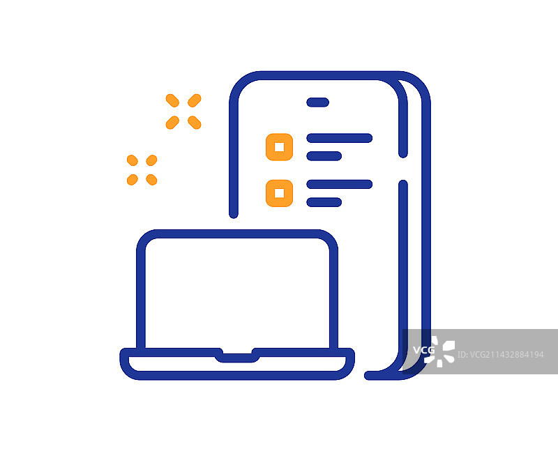 带电话标志的移动笔记本电脑设备线性图标图片素材