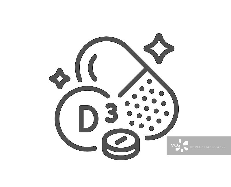 维生素D3膳食补充剂线条图标图片素材