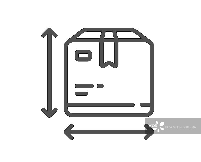 盒子尺寸线性图标包装尺寸标志图片素材
