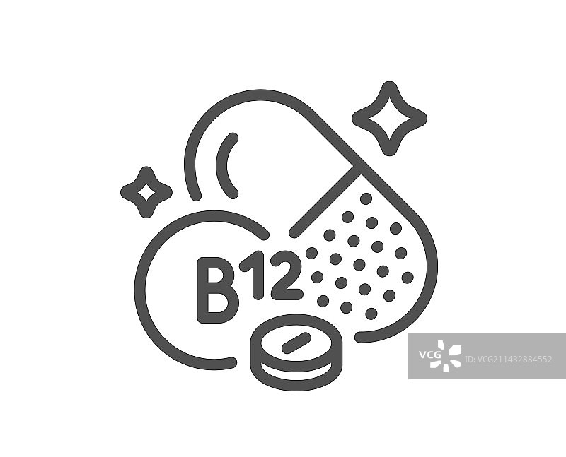 维生素B12线性图标：钴胺素食物营养图片素材