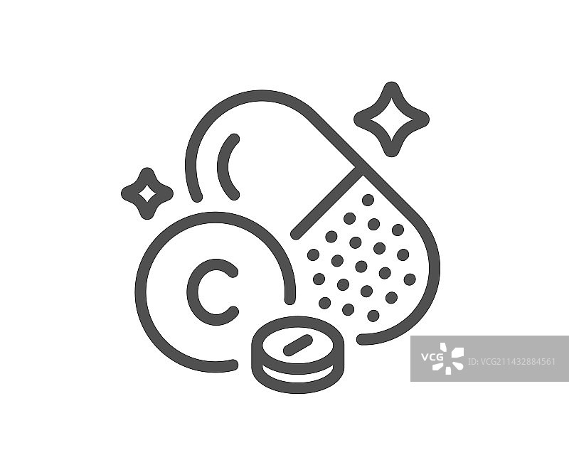 维生素C线条图标：抗坏血酸食物营养素图片素材