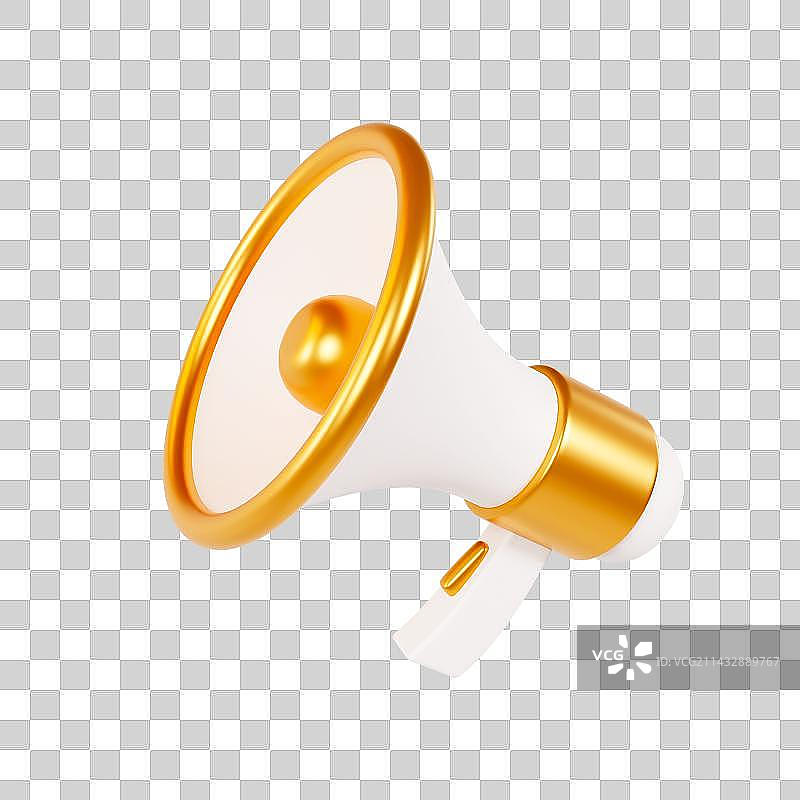 3D立体金色喇叭图片素材