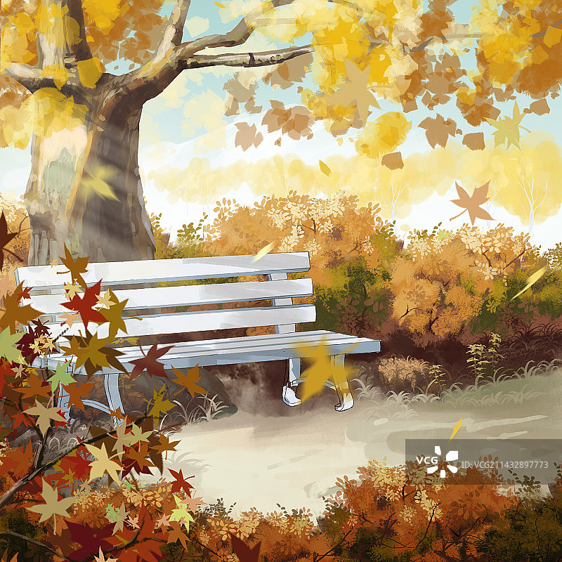 手绘插画秋季背景图片素材