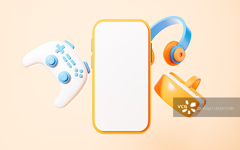 VR眼镜和游戏手柄3D渲染图片素材