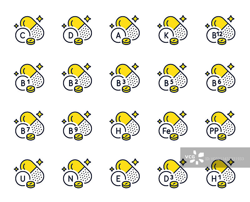 维生素线性图标食品补充剂胶囊图片素材