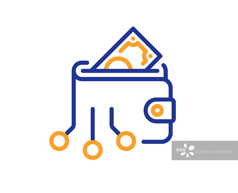 数字钱包线性图标加密货币符号图片素材