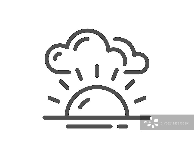 日落线性图标晚间太阳标志图片素材