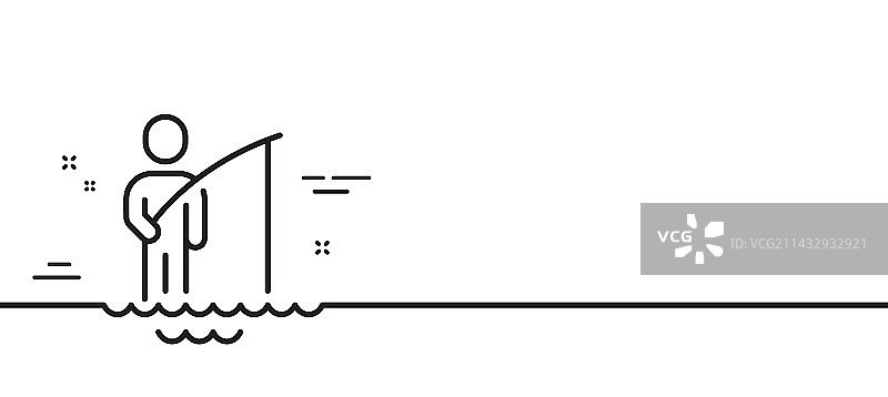 渔夫线型图标钓鱼场所标志图片素材