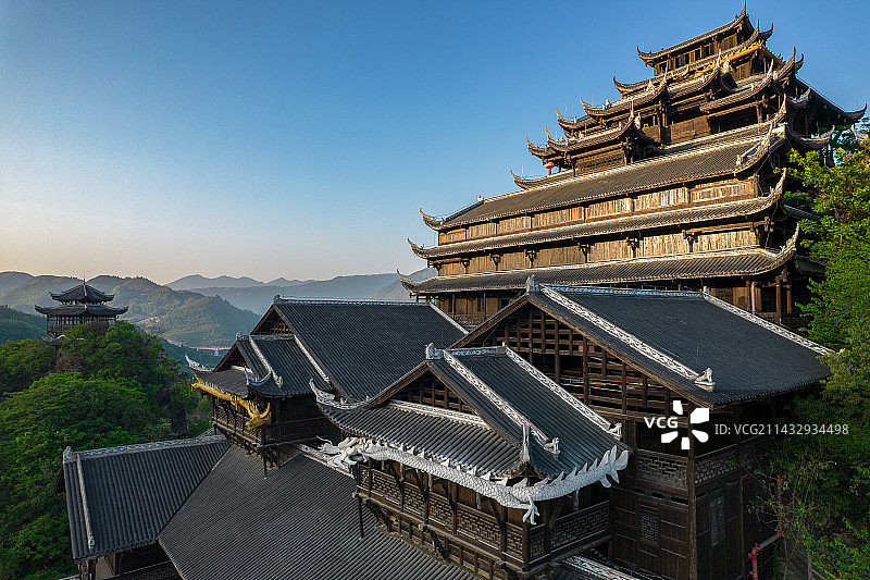 中国重庆市彭水县蚩尤九黎城景区航拍图片素材