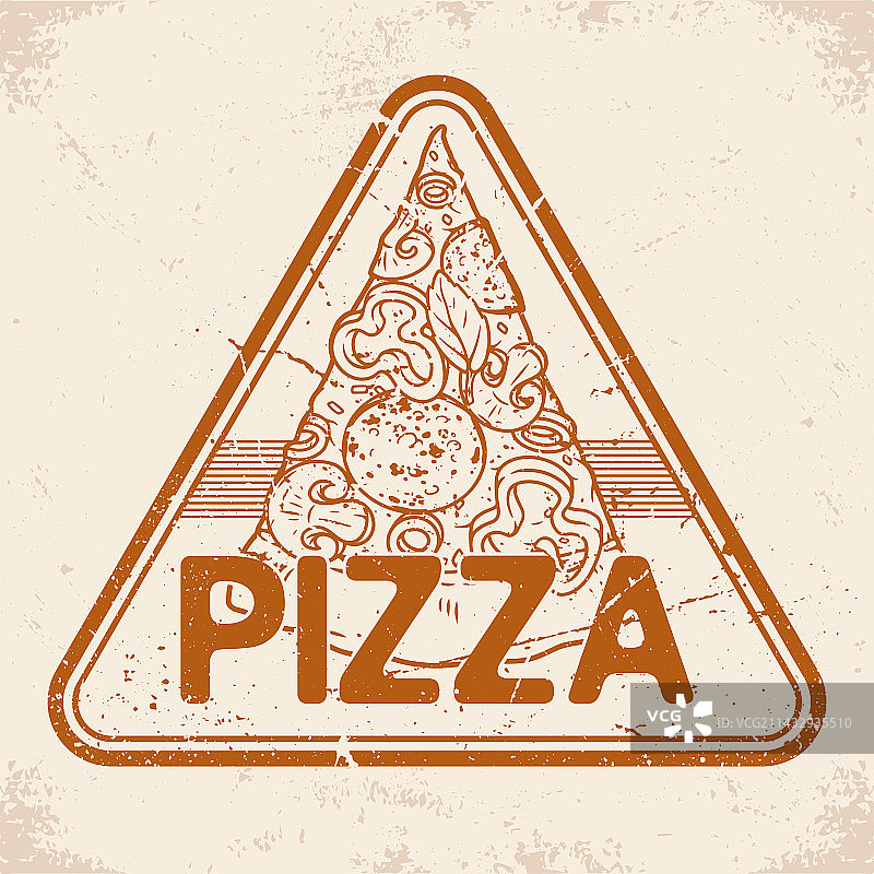 复古单色披萨切片标志图片素材
