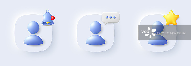 3D按钮最佳朋友响铃头像占位符图片素材