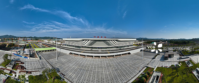广东省河源市京港高铁赣深高铁河源东站航拍图片素材