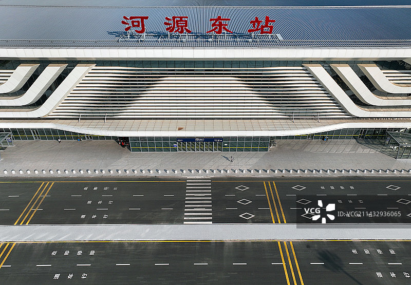广东省河源市京港高铁赣深高铁河源东站航拍图片素材
