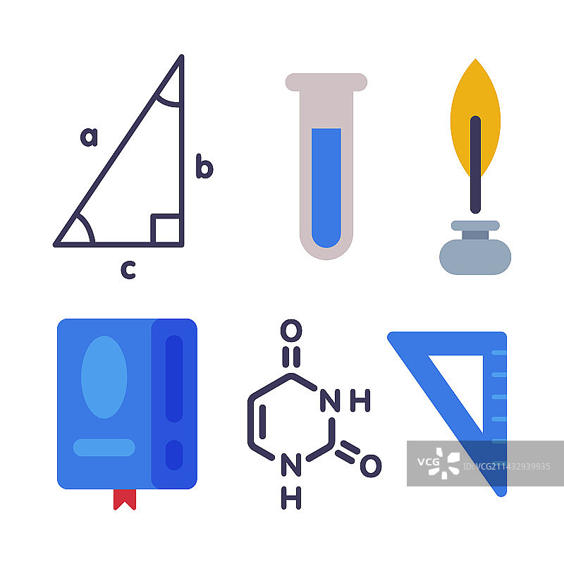 学校教育物品与三角形烧瓶图片素材