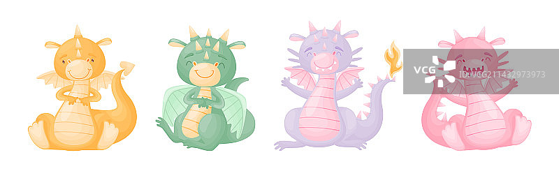 有角和翅膀的四足可爱龙图片素材