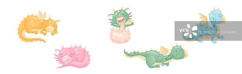 有角和翅膀的四足可爱龙图片素材